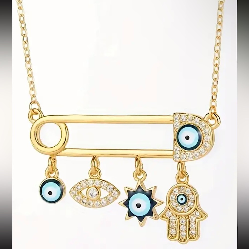 Evil's Eye 18K Gold Plated Rhinestone necklace
